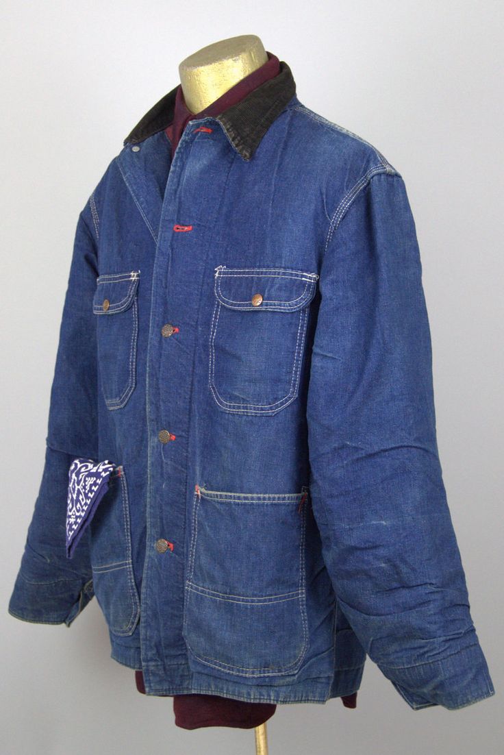 60s Big Mac Barn Coat Sanforized Blanket Lined Union Made Chore Barn Dark Denim Jacket. This jacket is in good vintage condition. Beautiful dark indigo chore railroad barn jacket, made in the USA. These old barn coat's are becoming harder and harder to come by. Great Classic Americana look, can't ever go wrong with vintage denim. Measurements shoulders: 20'' chest: 50'' sleeve: 25'' length: 34'' Dark Denim Jacket, Barn Coat, Barn Jacket, Classic Americana, Dark Indigo, Big Mac, Union Made, Old Barn, Anaconda