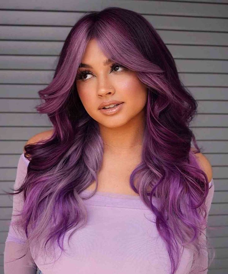 Tone on Tone Purple Balayage Long Purple Hair, Spring Hair Color Trends, Purple Balayage, Vivid Hair Color, Bold Hair Color, Dyed Hair Inspiration, Spring Hair Color, Pretty Hair Color, Hair Color Purple