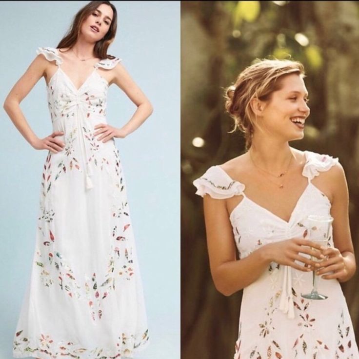 Nwt Anthropologie Farm Rio Quintana Maxi Dress Size 4 Brand New With Tags. There Is A Stain Shown In The Last Picture. Elegant Spring Maxi Dress For Beach Wedding, Spring Beach Wedding Fitted Maxi Dress, White Maxi Dress For Beach Wedding In Spring, Elegant Spring Dresses For Beach Wedding, Elegant Dresses For Beach Wedding In Spring, Elegant Spring Beach Wedding Dresses, Elegant Beach Wedding Dresses For Spring, White V-neck Maxi Dress For Garden Party, Off White Maxi Dress For Summer