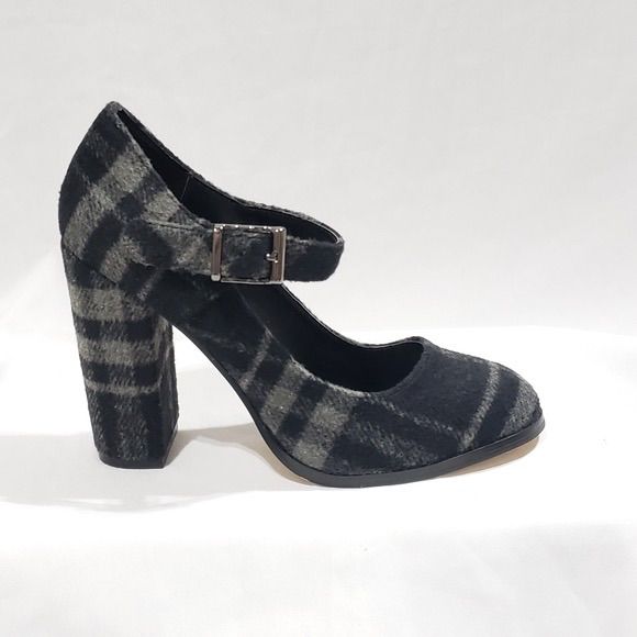 Brand New Mary Jane Style Heels. Details Size: 6.5 Color: Plaid Heel Height: 4" Block Heel Style: Mary Jane, Pin-Up Ankle Strap Almond Toe Flannel Type Fabric Black Ankle Strap Heels For Fall, Black Heels With Heel Strap For Fall, Gray Block Heel Heels, Gray Closed Toe Casual Heels, Gray Round Toe Heels Medium Width, Gray Round Toe Medium Width Heels, Gray Closed Toe Heels For Fall, Gray Medium Width Round Toe Heels, Gray High Heels Medium Width