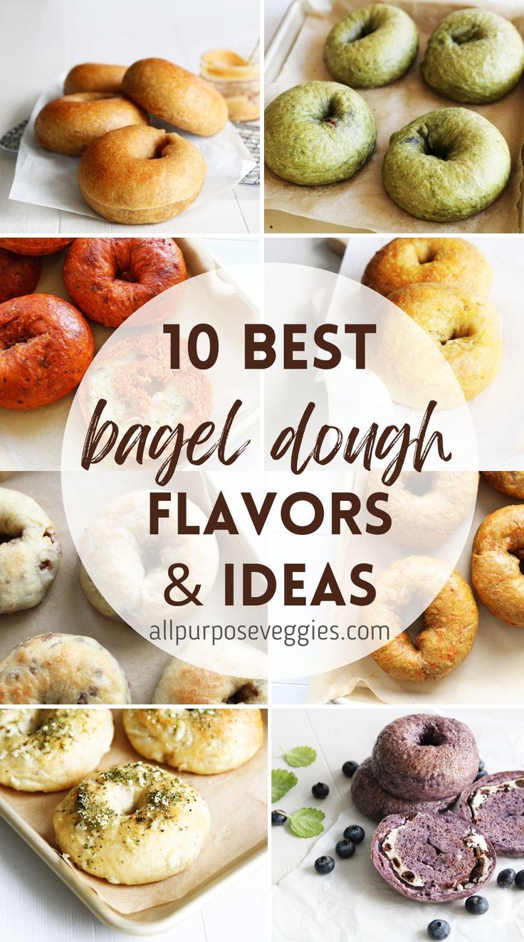 different types of doughnuts with the words 10 best bagel doughy flavors and ideas