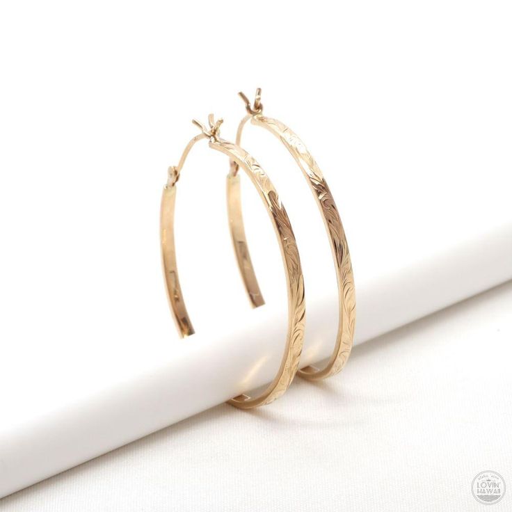 large hoop earrings 14k gold Engraved 14k Yellow Gold Hoop Earrings, Gold Hoop Earrings Stamped 14k For Wedding, Gold 14k Stamped Hoop Earrings For Wedding, Engraved Yellow Gold Hoop Earrings For Anniversary, Engraved 14k Gold Hoop Earrings As Gift, Elegant Engraved Small Hoop Earrings, Engraved Yellow Gold Round Hoop Earrings, 14k Gold Engraved Earrings, Engraved Yellow Gold Hoop Jewelry