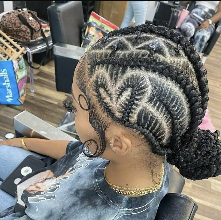 Cornrow Hairstyles Heart, Hairstyles Heart, Braid Tutorials, Protective Braids, Gucci Nails, Lemonade Braids, Hairstyles Pictures, Wig Ideas, Feed In Braids Hairstyles