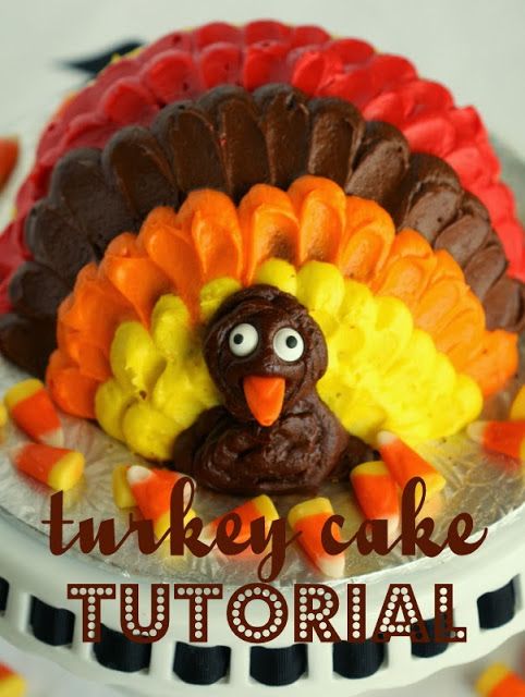 a turkey cake sitting on top of a plate with candy in the shape of a turkey