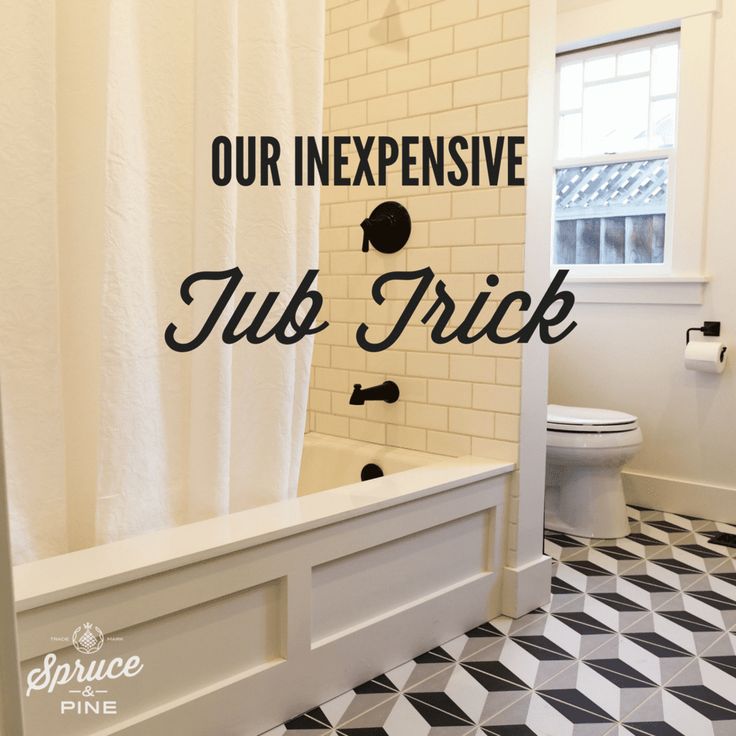 a bathroom with a black and white checkered floor, shower curtain, and tub