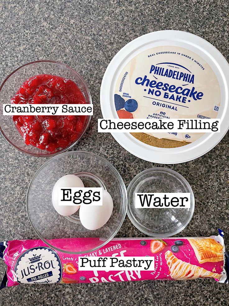 ingredients for cheesecake filling laid out on the counter