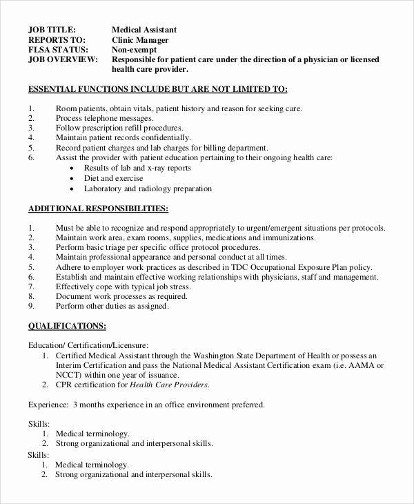 a sample resume for medical assistant with no experience in the job description, it is intended to