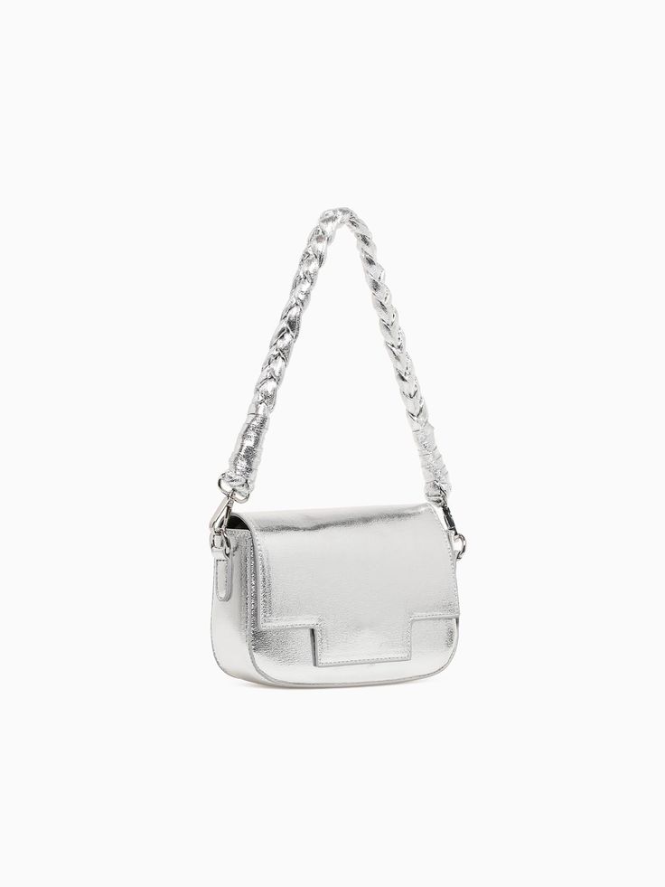 Flap Shoulder Bag Silver Silver Bag, Silver Bags, Bag With Chain, Flap Shoulder Bag, Bag Silver, Cross Bag, Silver Cross, Shoulder Bag, Chain