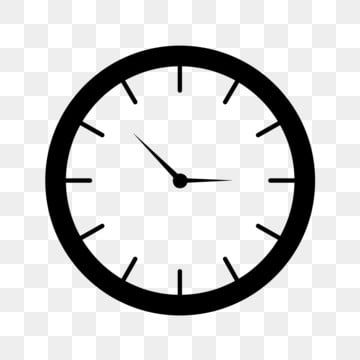 a black and white clock on a transparent background