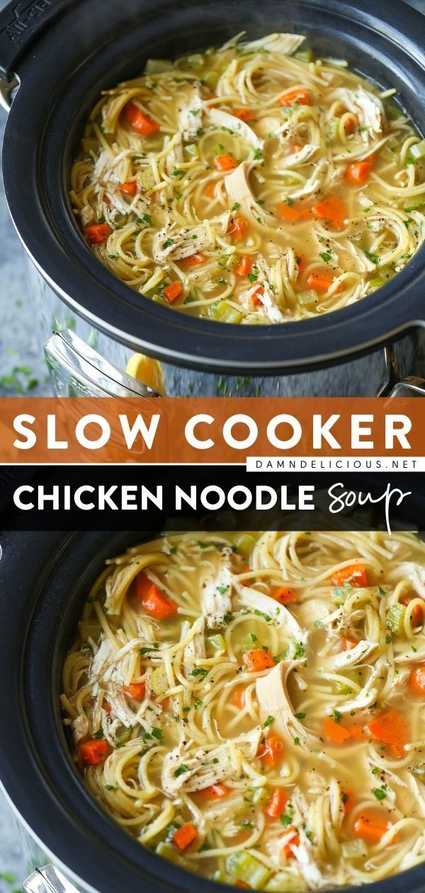 SLOW COOKER CHICKEN NOODLE SOUP, comfort food, dinner Slow Cooker Chicken Noodle, Slow Cooker Chicken Noodle Soup, Chicken Noodle Soup Crock Pot, Crockpot Soup Recipes, Soup Recipes Slow Cooker, Soup Recipes Chicken Noodle, Crock Pot Soup, Chicken Soup Recipes, Crockpot Recipes Slow Cooker