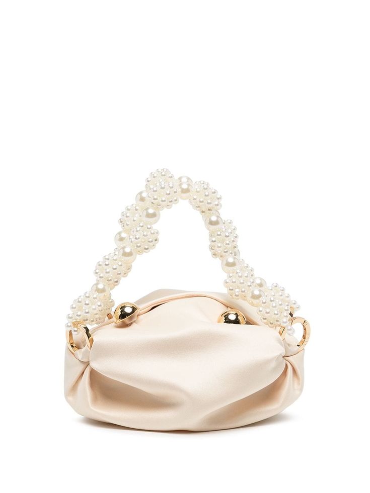 cream yellow pearl gold-tone hardware pearl detail button fastening main compartment single beaded top handle Everyday Clutch Shoulder Bag With Pearl Handle, Luxury Shoulder Bag With Pearl Handle For Shopping, Event Top Handle Bag With Removable Pouch, Event Top Handle Bags With Removable Pouch, Event Bags With Removable Pouch And Top Handle, Beige Shopping Bag With Pearl Handle, Beige Bags With Pearl Handle For Shopping, Chic Shopping Bag With Pearl Handle, Beige Handheld Bags For Events