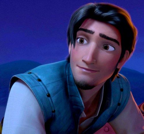 the animated character is looking at something in front of his face and chest, while wearing a blue vest