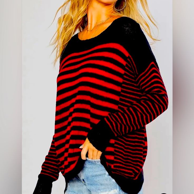 This Timeless Pullover Striped Sweater Is Ultra-Chic, Lightweight, And Luxuriously Soft Perfect For Layering Or Wearing On Its Own. It's An Effortless Addition To Any Outfit, Featuring A Relaxed Fit. Wear Over Denim, Casual Pant Or Shorts. Rayon 50%, Acrylic 50% Fall Knit Top With Striped Sleeves, Knit Tops With Striped Sleeves For Fall, Knit Tops With Striped Long Sleeves, Winter Knit Tops With Striped Sleeves, Knit Tops With Striped Sleeves For Winter, Blue Striped Sleeve Tops For Fall, Blue Tops With Striped Sleeves For Fall, Sweaters Blue, Casual Pant