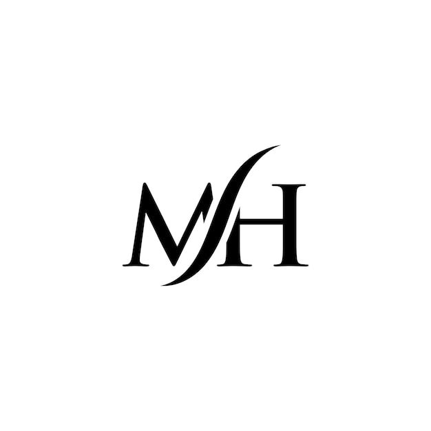 the letter mh is black and white