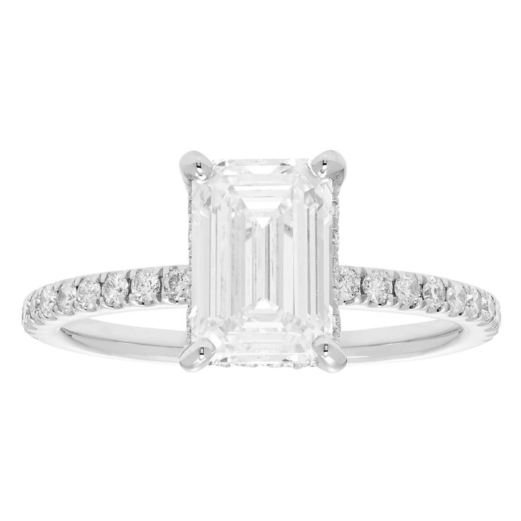 With the timeless emerald cut and sheer brilliance, this Evergreen Diamonds 14k white gold diamond hidden halo ring is a thing of beauty. With the timeless emerald cut and sheer brilliance, this Evergreen Diamonds 14k white gold diamond hidden halo ring is a thing of beauty. BENEFITS OF LAB-GROWN DIAMONDS Offer essentially the same physical, chemical and optical properties as mined diamonds. Lab-grown diamonds are larger, and offer a higher quality than mined diamonds of the same price. Each sto Gia Certified Emerald Cut Diamond Ring In Diamond White, Gia Certified Square Cut White Gold Diamond Ring, Classic Gia Certified Emerald Diamond Ring, Gia Certified Emerald-cut Diamond Ring, Timeless Diamond White Emerald Cut Ring, Timeless Emerald Cut Ring In Diamond White, Timeless Emerald Cut Diamond White Emerald Ring, Timeless Emerald Cut Diamond White Ring, White Diamond Emerald Ring With Brilliant Cut