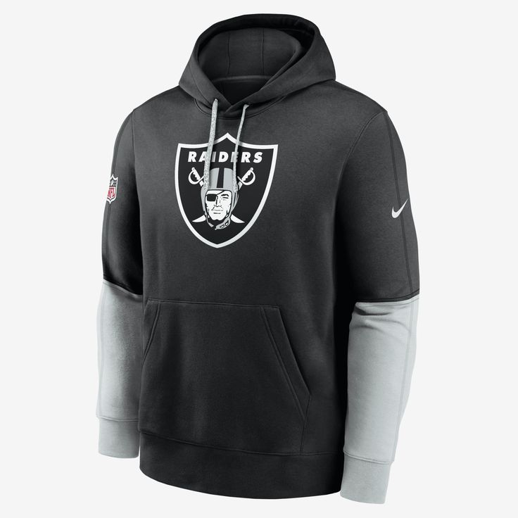 The Sideline Team Issue Club Hoodie is made with a cozy fleece lining and soft cotton-polyester blend to help you comfortably support your Las Vegas Raiders in chilly temperatures. Nike Fleece Moisture-wicking Hoodie, Nike Hoodie For Winter Sports Events, Black Hoodie With Drawstring For Fan Gear, Nike Fleece Sweatshirt With Adjustable Hood, Nike Fleece Hoodie For Sports, Nike Fleece Sweatshirt With Double-lined Hood, Black Fleece Hoodie For Fan Gear, Black Hooded Hoodie For Fan Gear, Fleece Sweatshirt With Adjustable Hood For Sports Events