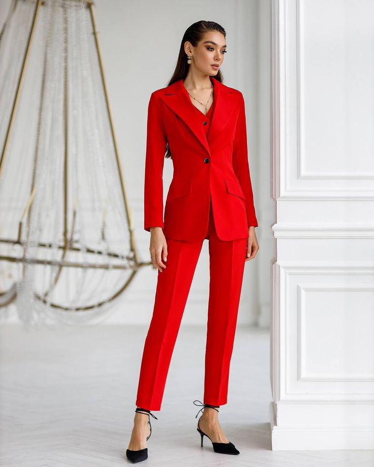 Fabric: Suit crepe Cotton 65%, Polyester 35% The blazer length is 27,1 inches or 69cm Sleeve length: 62cm/ 24,4in Vest length: 47cm/ 18,5in Pants outer seam length: 100 cm/ 39,3in Colors: Mustard, Black, Red, Camel, White, Sky-Blue, Bordeaux TRANSLATE with x English Arabic Hebrew Polish Bulgarian Hindi Portuguese Catalan Hmong Daw Romanian Chinese Simplified Hungarian Russian Chinese Traditional Indonesian Slovak Czech Italian Slovenian Danish Japanese Spanish Dutch Klingon Swedish English Korea Tailored Notched Suit For Career, Red Fitted Suit For Business Casual, Red Fitted Business Casual Suit, Red Fitted Suits For Business Casual, Classic Red Blazer For Office Wear, Classic Red Suits For Workwear, Red Workwear Blazer With Lapel Collar, Red Fitted Blazer For Work, Elegant Red Outerwear For Office