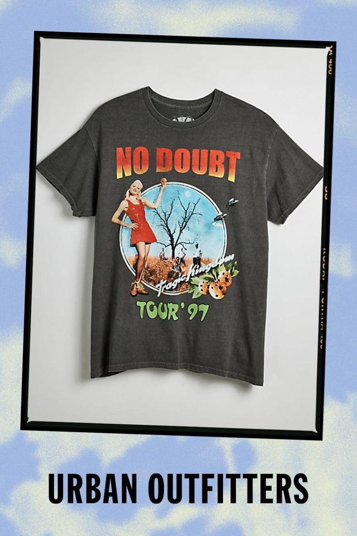 No Doubt tee with graphics printed at the front and back. Cotton jersey t-shirt in a standard fit with short sleeves and a ribbed crew neck. Features No Doubt 1997 tour tee Graphic print band t-shirt Crew neck Short sleeve Regular fit Content + Care 100% Cotton Machine wash Imported Size + Fit Measurements taken from size Medium Chest: 39" Length: 28" | No Doubt 1997 Tour Tee in Black, Men's at Urban Outfitters Urban Outfitters Screen Print T-shirt For Streetwear, Urban Outfitters Relaxed Fit T-shirt For Streetwear, Urban Outfitters Streetwear T-shirt With Screen Print, Relaxed Fit Graphic T-shirt From Urban Outfitters, Urban Outfitters Relaxed Fit T-shirt With Graphic Print, Urban Outfitters Relaxed Fit Graphic T-shirt, Urban Outfitters Graphic Tee With Relaxed Fit, Urban Outfitters Relaxed Fit Graphic Tee, Black Relaxed Fit T-shirt By Urban Outfitters