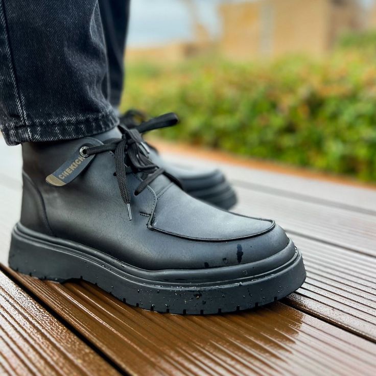 Casual Winter Boots for Men by Apollo Moda | Dakota All Black All Black Boots, Winter Footwear, Black Boots Men, Black Lace Up Boots, Conscious Man, Sleek Aesthetic, Black Shade, Custom Sneakers, Winter Shoes