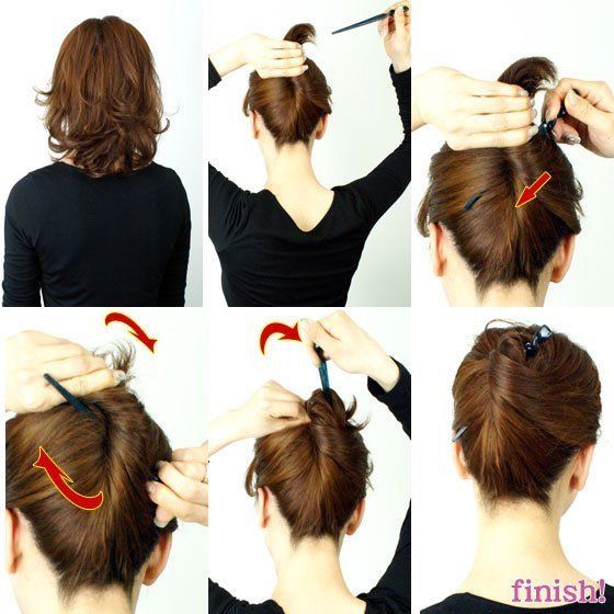 How to use hair sticks Layered Bob Curly Hair, Layered Bob Curly, Bob Curly Hair, French Twist Hair, Short Hairdos, Super Hair, Layered Bob, Trendy Hair Color, Penteado Cabelo Curto