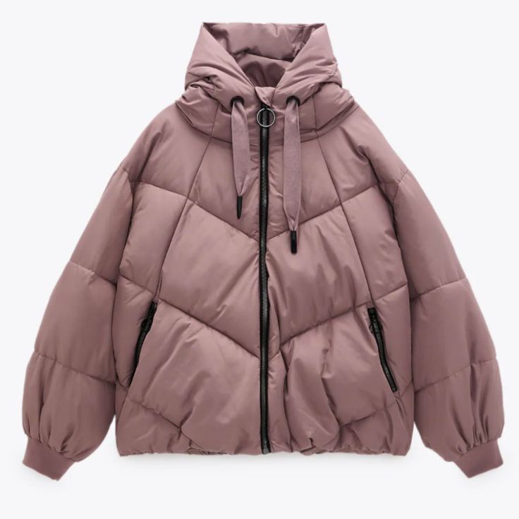 Nwt Zara Mauve High Collar Hooded Puffer Jacket, L Brand New Zara Water Repellant Puffer Jacket In Mauve, L High Collar, Long Sleeve Jacket W/ Elastic Cuffs, Adjustable Drawstring Hood, Side Pockets & Front Zip Closure 100% Polyester Thanks For Looking!!! Pink Hooded Puffer Jacket For Streetwear, Pink Drawstring Hood Outerwear For Cold Weather, Pink Outerwear With Drawstring Hood For Cold Weather, Pink Puffer Jacket With Detachable Hood For Cold Weather, Sporty Pink Hooded Puffer Jacket, Pink Outerwear With Drawstring Hood For Fall, Purple Puffer Jacket For Fall, Pink Fall Outerwear With Drawstring Hood, Hooded Zara Outerwear For Winter