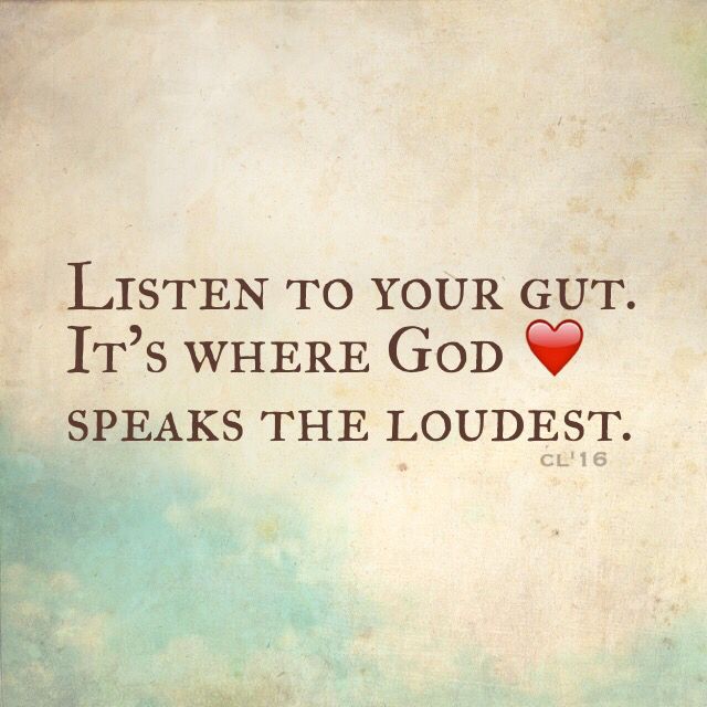 a quote from the book listen to your gut it's where god speaks the loudest