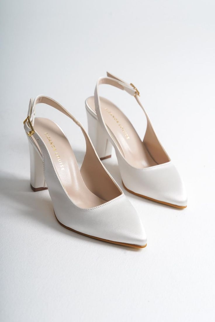 Ivory Satin Bridal Shoes, Slingback Bride Shoes, Ivory Wedding Shoes, Women's High Heels, Bridal Block Heels, High Slingback Shoes - Etsy Bridal Block Heels, Ivory Bridal Shoes, Ivory Pumps, White Block Heels, Ivory Wedding Shoes, Heels High, Womens Pumps, Bride Accessories, White Pumps