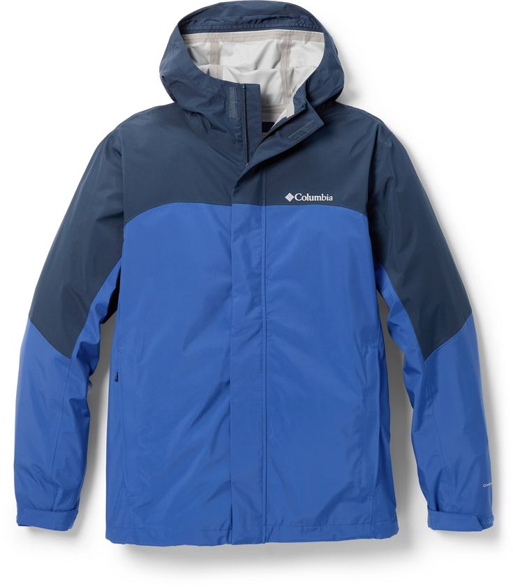 Waterproof/breathable and made with 100% recycled material  the men's Columbia Wahkeena Falls 3L Shell Jacket is ready for all-season adventures with an adjustable hood and cuffs to seal out rain. Navy Windbreaker For Winter Hiking, Blue Functional Waterproof Windbreaker, Functional Blue Waterproof Windbreaker, Waterproof Blue Outerwear For Outdoor Work, Blue Functional Outerwear For Outdoor Work, Functional Blue Outerwear For Outdoor Work, Blue Functional Outerwear With Detachable Hood, Functional Blue Outerwear With Detachable Hood, Navy Nylon Windbreaker For Outdoor Activities