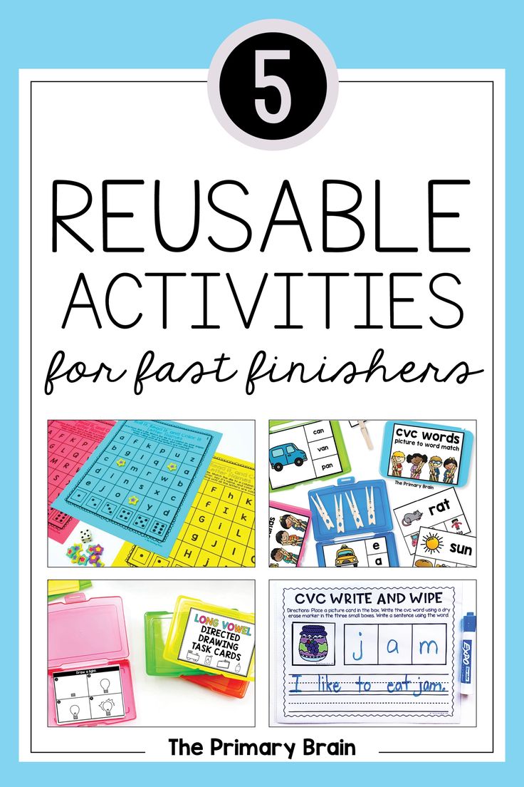 five reusable activities for preschoolers with the title, 5 reusable activities for