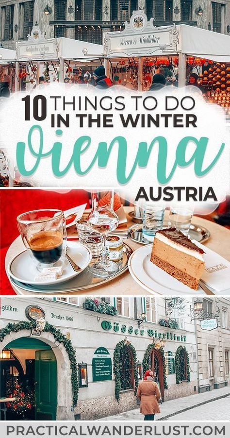 the top things to do in vienna, germany with text overlay that reads 10 things to do in the winter vienna austria