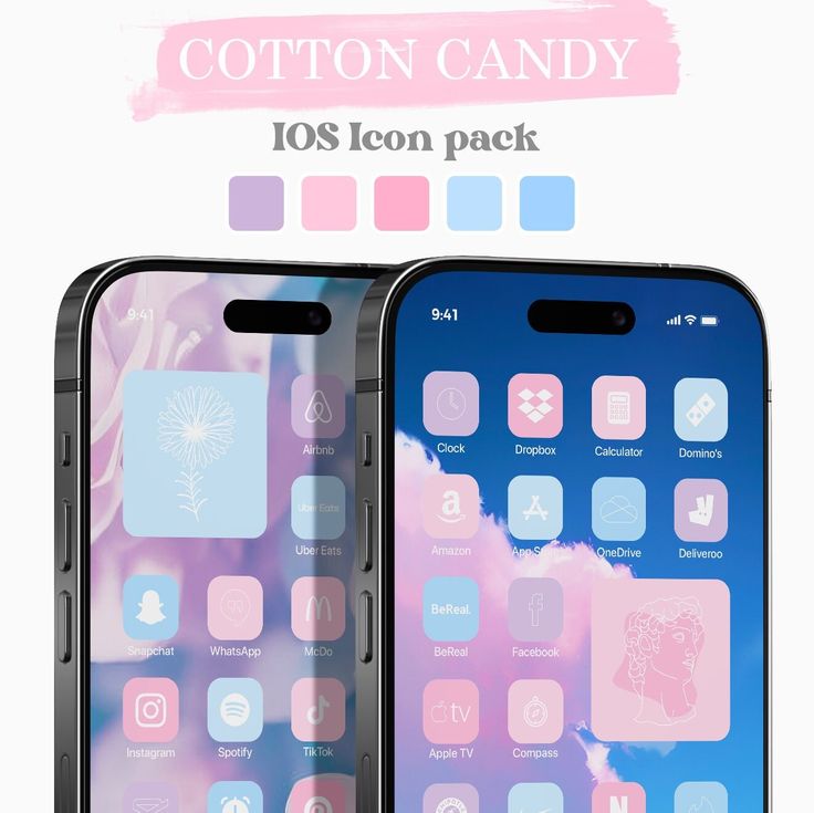 two iphones side by side with the caption candy icon pack on each one