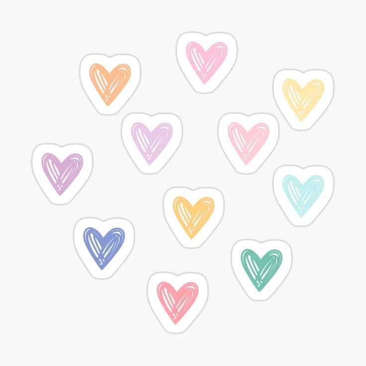 six hearts in pastel colors sticker