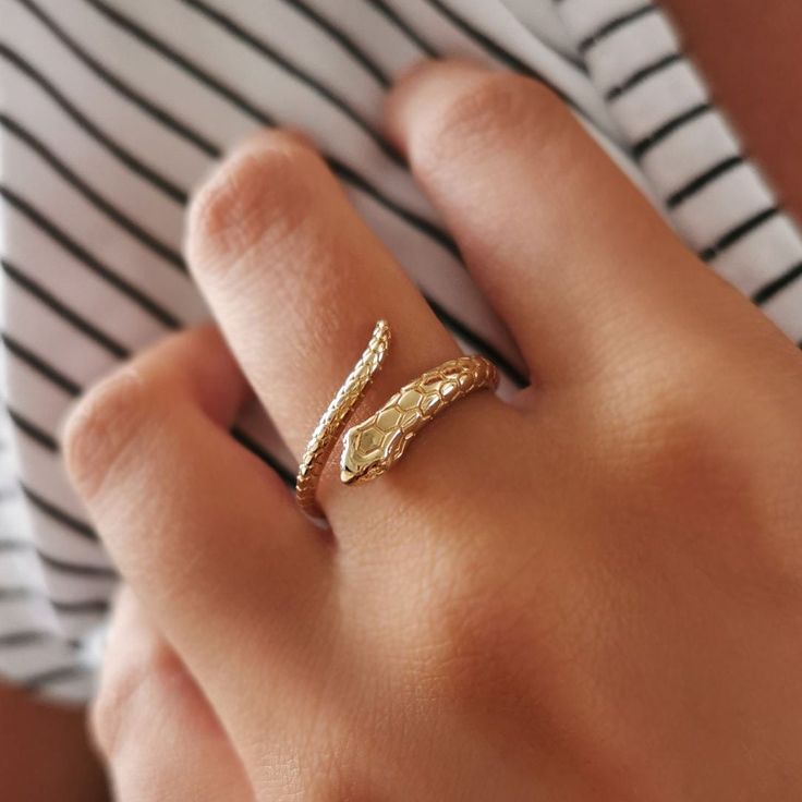 Snake Ring*14K Trendy Gold For Girl Birthday Gift*For Women Everyday Ring*Snake Gold Jewelry  # Features * Gram:1.90 gr(approximate weight) * Size: 15 mm * Production Method:CASTİNG +Hand Made Polish  * 14 K (0,585) in gold *Special Gift Box  *Like all precious jewels,it comes in its own gift box. *Can include a little gift note  *The Gold Body Of The Ring İs Polished By Hand. *Available in White gold or Rose Gold choosing Enter the Name You Want  in the Ring Gold Snake Shape Rings For Anniversary, Gold Snake-shaped Ring For Anniversary, Adjustable Fine Jewelry Snake Ring For Anniversary, 14k Gold Snake Ring For Anniversary, Fine Jewelry Open Snake Ring As Promise Ring, 14k Gold Snake Shape Ring For Anniversary, Yellow Gold Tarnish-resistant Snake Ring, Fine Jewelry Snake-shaped Rings For Gifts, Gold 14k Snake Ring For Anniversary