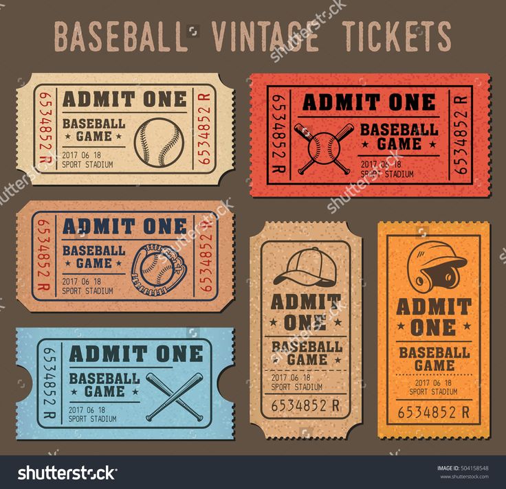 vintage baseball ticket templates with different designs