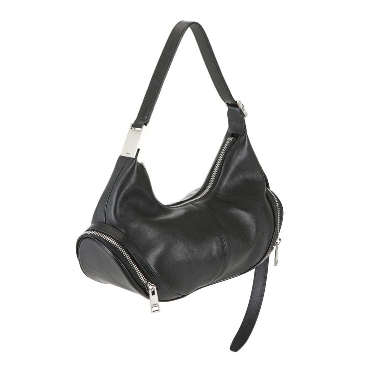 Osoi Cargo Hobo handbag in black leather with chunky silver details. Outer: 100% cow leather. Lining: 85% polyester, 15% polyurethane. 24FWB030 13001 PIPE AND ROW Mouse Dress, Hobo Handbag, Hobo Handbags, Surf Shop, Strappy Sandals, Hobo Bag, Uganda, Cow Leather, The Row