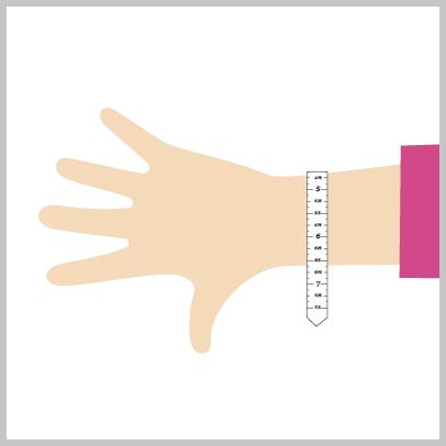 a person's hand with a measuring tape on it and the measurement line in front of them