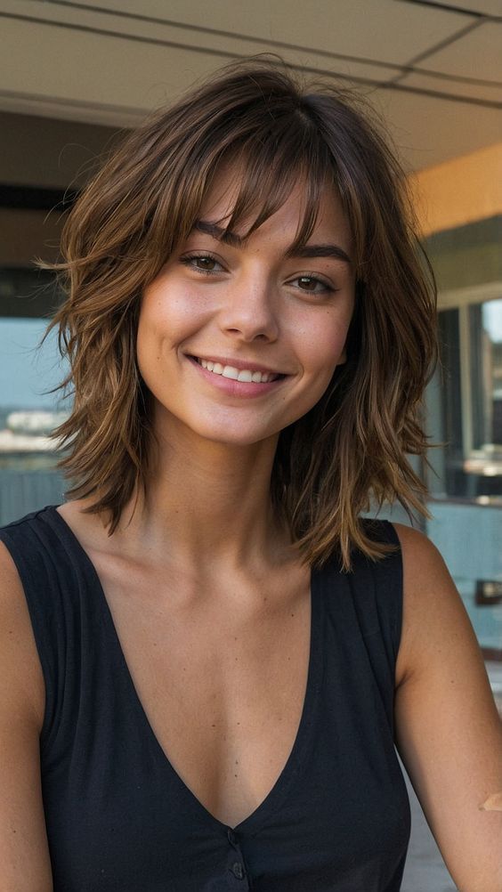 Discover the latest shoulder length hair cuts with layers ideas for choppy, fine hair, bangs, choppy medium styles, straight, straight side bangs, short, wavy hair medium, 50 curly hair, choppy shag hairstyles and more! Find your perfect look now.