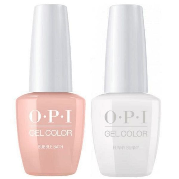 OPI Soak-Off GelColor Gel Nail Polish Bubble Bath + Funny Bunny       Includes: 0.5 oz 15 mL Each        Bubble Bath  #S86    Funny Bunny #H22 Opi Gel Nail Polish, Opi Bubble Bath, Nail Paints, Gel French Manicure, Bunny Nails, Neutrogena Makeup, Soak Off Gel Nails, Basic Nails, Funny Bunny