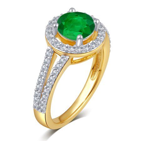 On her May birthday, dazzle and delight her with these exceptional birthstone engagement Ring. Created in Sterling silver, This Ring features an Emerald finished with a special cut and nestled in a traditional prong setting. Supporting halo frame as well as a shank mounted with white sapphire. A lovely look any time, These Ring are polished to a brilliant shine. The Yellow tone, high polish sterling silver complements the birthstone for a truly luxurious look. These circle design stud Ring are a Birthstone Engagement Rings, White Sapphire Engagement Ring, Yellow Tone, White Sapphire Ring, Green Peridot, Circle Design, Sapphire Gemstone, Engagement Rings Sapphire, White Sapphire