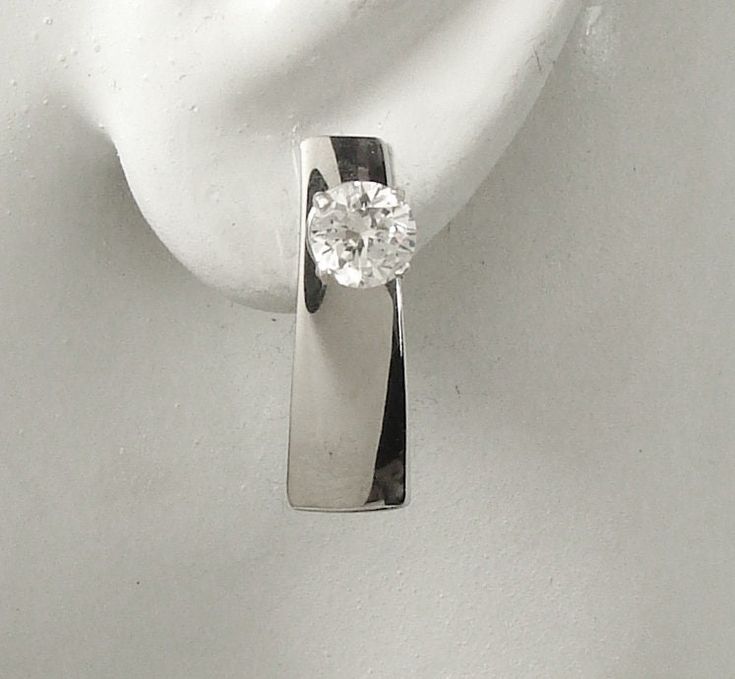 This pair of Solid 14K white gold smooth finish Trapezoid Earring Jackets are 8 mm (1/4") wide at the widest part, and 22 mm (7/8") long. These hand made Solid White Gold Earring Jackets are polished to a mirror finish and are appropriate for any occasion.  They will nicely show off your diamond or gemstone stud earrings.  RETURNS: You must be completely happy with your purchase or return it within 30 days for a refund of the purchase price or exchange. ANY SHIPPING CHARGES ARE NOT REFUNDABLE. Gold Ear Jacket, Long Pearl Earrings, White Gold Earring, Front Back Earrings, Starburst Earrings, Ear Jacket Earring, Earring Jackets, Gold Statement Earrings, Ear Jacket