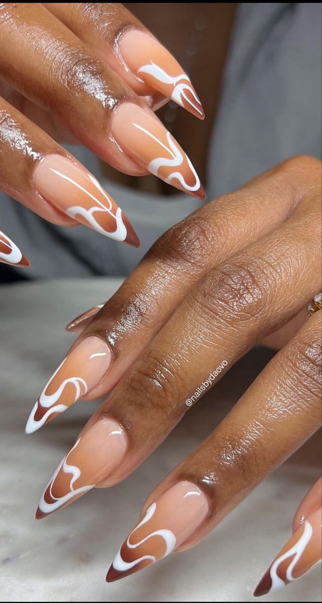 Nude Nails On Black Women, White Abstract Nails, Saved Nails, Nurse Nails, Brown Acrylic Nails, Abstract Nails, Nails Brown, Acrylic Toe Nails, Work Nails