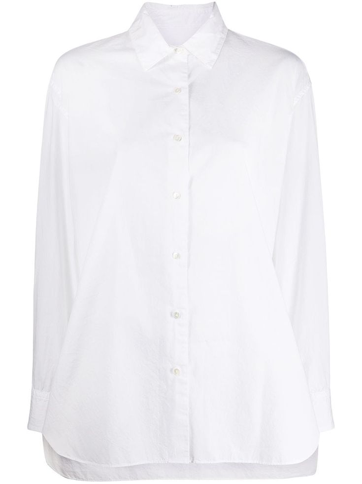 White cotton oversized shirt from Nili Lotan featuring a classic collar, a front button placket, dropped shoulders, long sleeves, button cuffs and a curved hem. | Nili Lotan Oversized Shirt Winter Capsule Wardrobe, Nili Lotan, Cotton Poplin Shirt, Fashion Pieces, Poplin Shirt, Active Wear Tops, Oversized Shirt, Shirt White, White Shirt