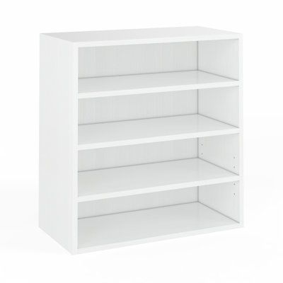 an empty white bookcase on a white background