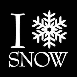 i love snow sticker on a black background with white snowflakes in the center