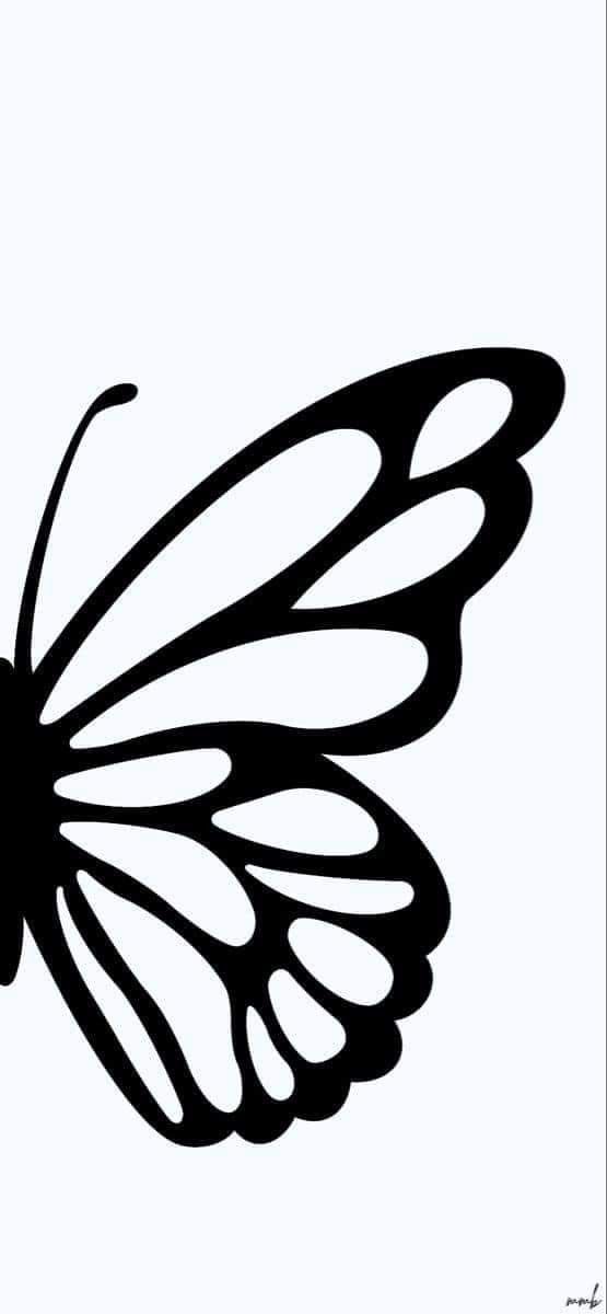 a black and white drawing of a butterfly