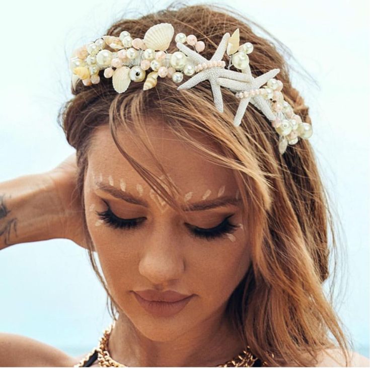 Seashell Headpiece, Starfish Hair Accessories, Beach Bridal Hair, Seashell Headband, Beach Wedding Hair Accessories, Shell Crowns, Bridal Hair Bands, Tiara Headpieces, Floral Hair Pieces