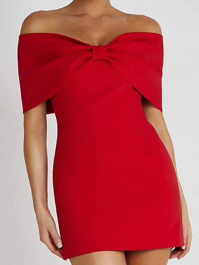 Solid Mini Dress For Wedding, Solid Color Mini Dress For Wedding, Bodycon Mini Dress For Wedding Party Season, Bodycon Dress For Wedding And Party Season, Party Season Bodycon Mini Dress For Wedding, Off-shoulder Wedding Dress For Holiday, V-neck Bodycon Mini Dress For Wedding, Chic Bodycon Dress For Evening Wedding, Chic Evening Bodycon Wedding Dress