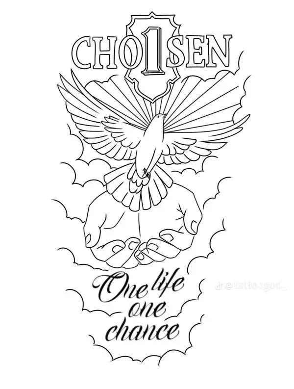 a tattoo design with the words chosen and an eagle