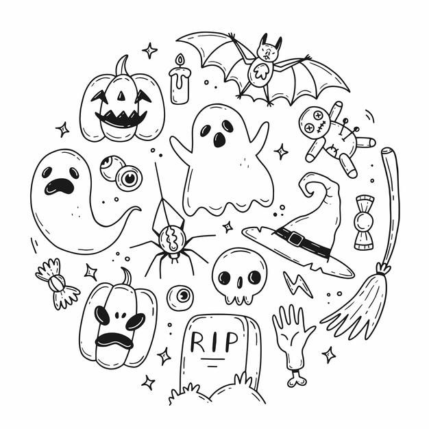 halloween coloring pages for kids to print out and color with their favorite characters in the background