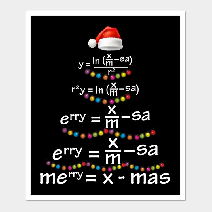 a christmas tree with the formula for merry xmas written in white and red on it